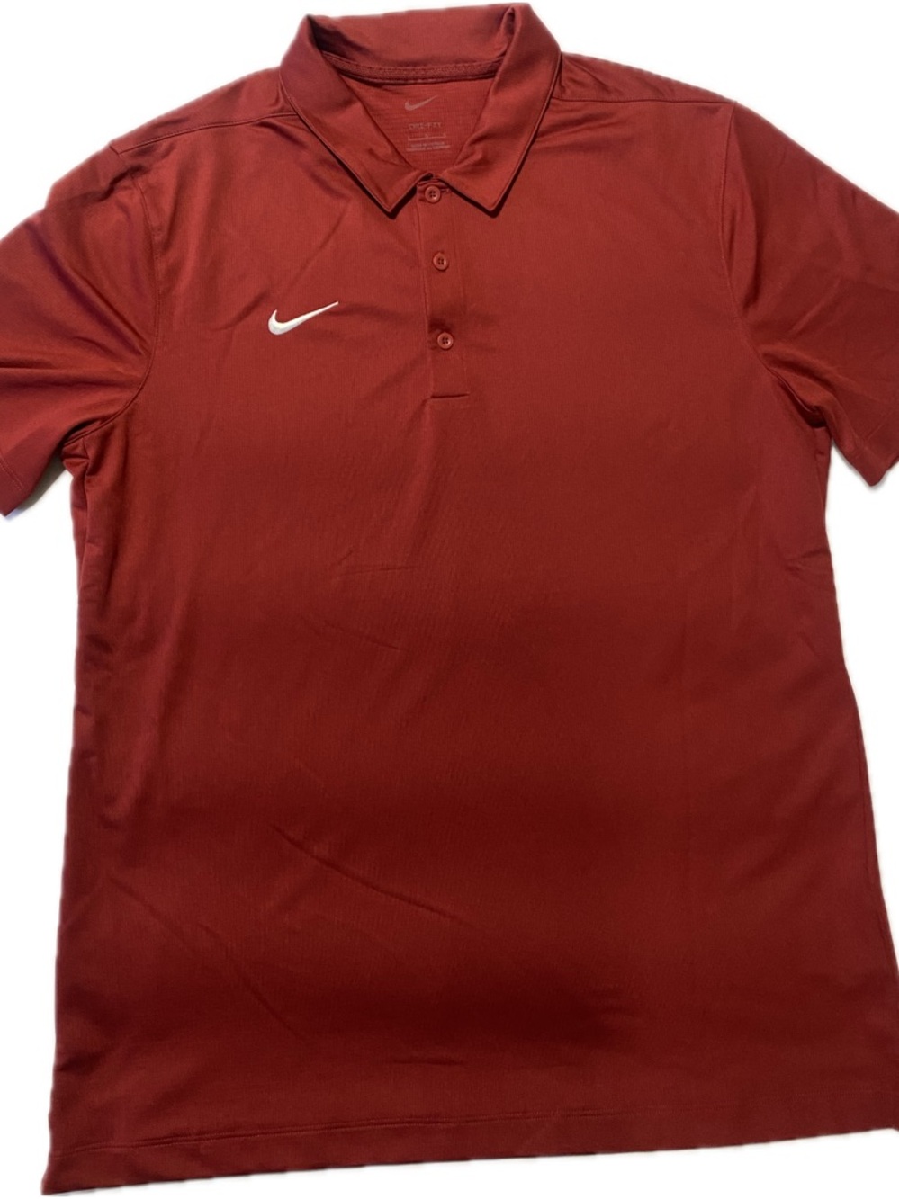 Nike Men's Red Polo Shirt with White Swoosh